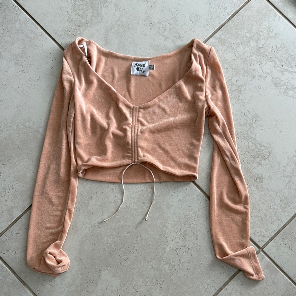 Peach Long Sleeve Crop Top